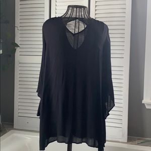 Lush Black Flowy Top Beach Cover Up